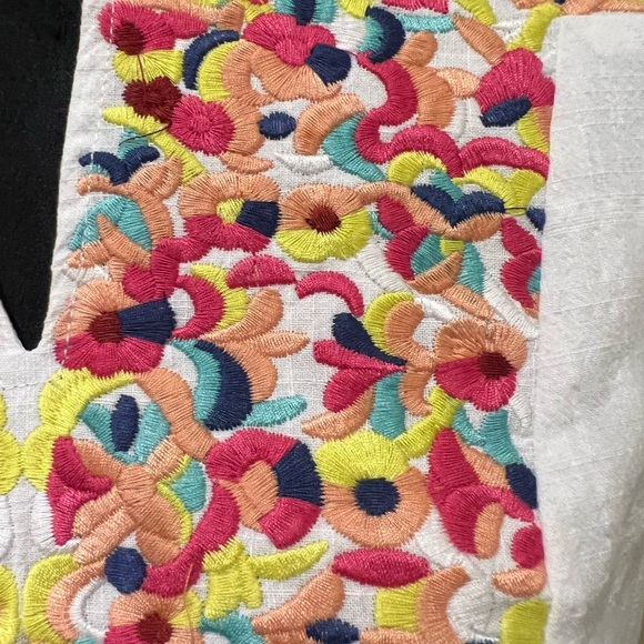 KIRUNDO Embroidered Boho Dress Pom Pom Sleeves White Medium - Picture 3 of 14